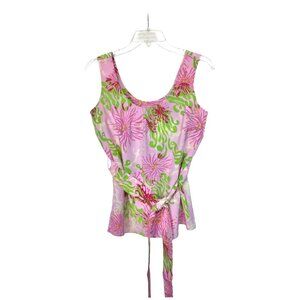 Vintage Lilly Pulitzer Belted Silk Tank Top Sz 0 (36" bust)